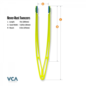 VCA 11" Never-Rust Floating Aquarium Tweezers - UV Yellow